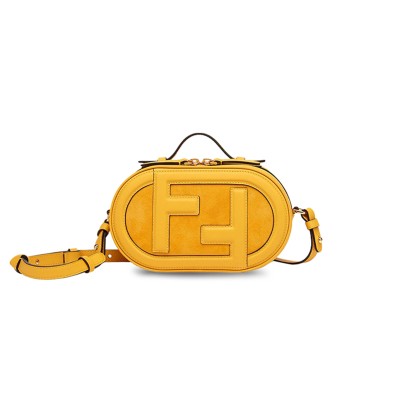 FENDI O'LOCK CAMERA BAG LEATHER WITH SUEDE MINI YELLOW 8BS058AHSBF192E (21*13*8cm)